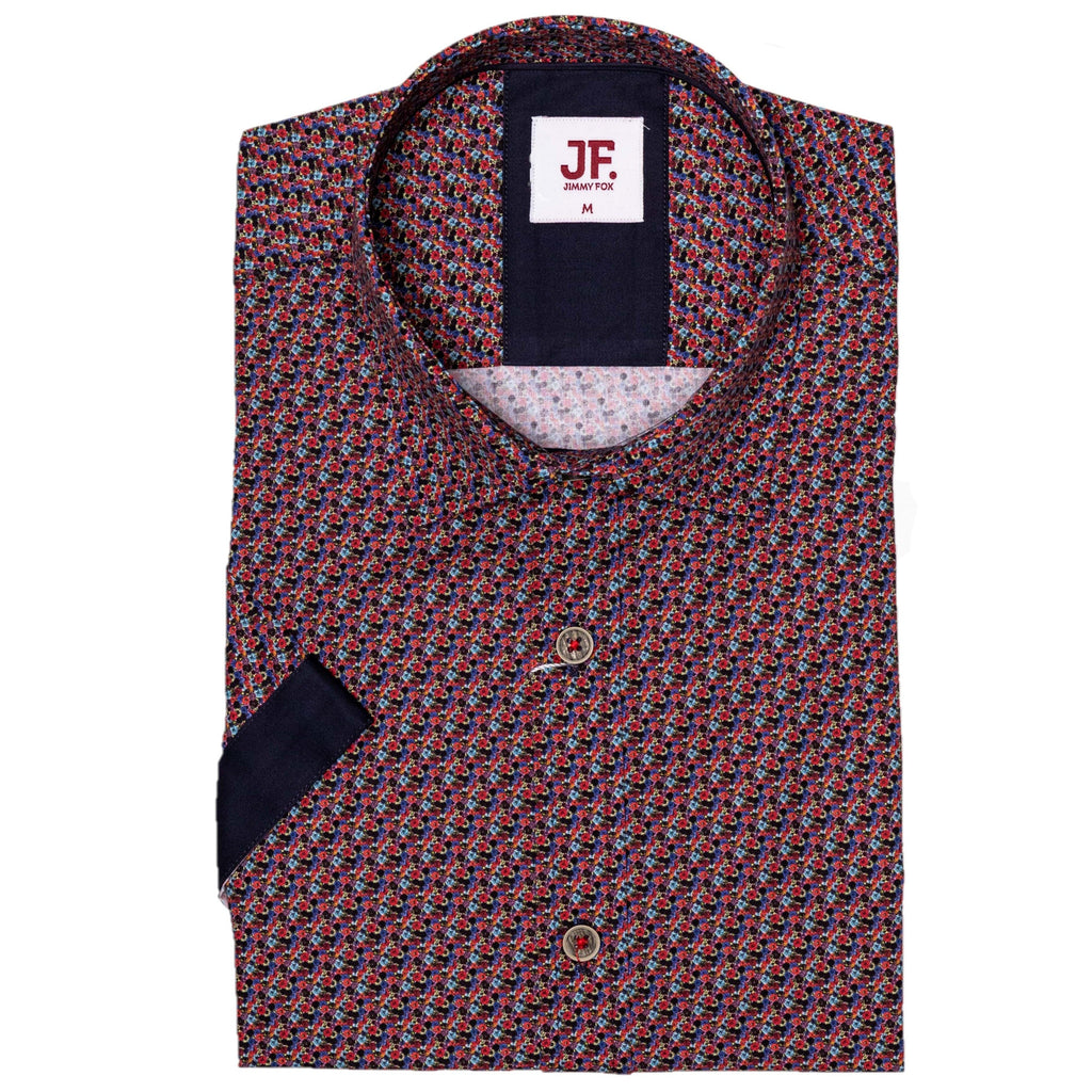 Jimmy Fox Mens Red Short Sleeve Printed Shirt JF - 566