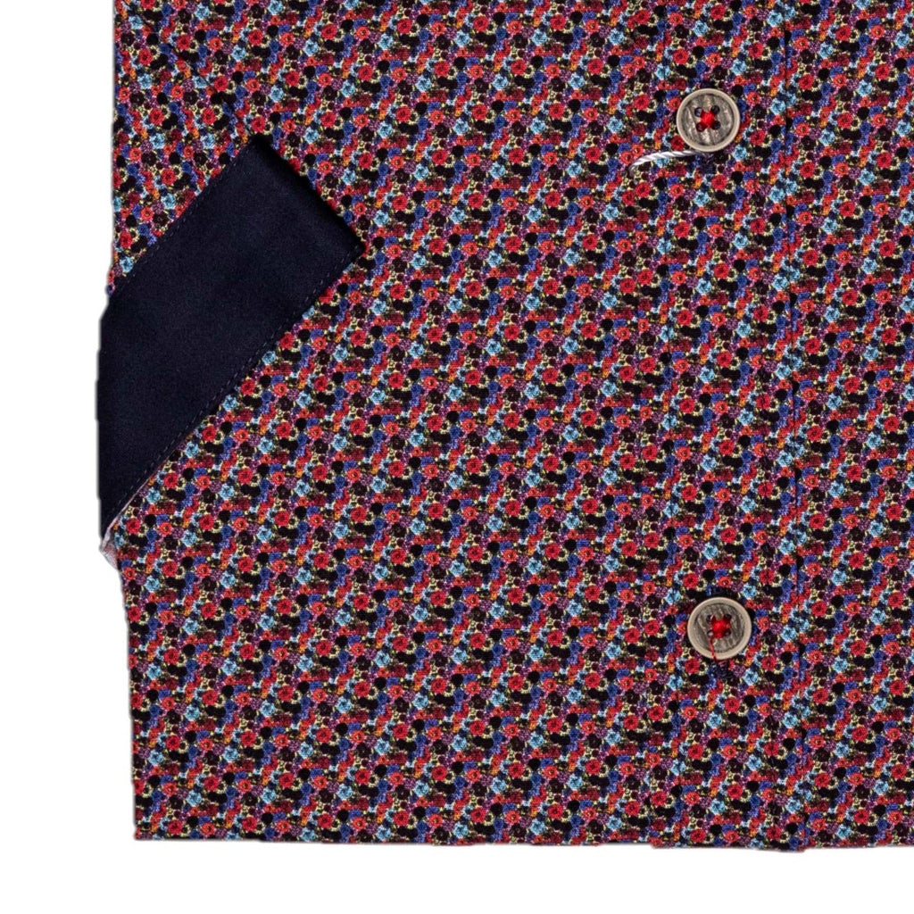 Jimmy Fox Mens Red Short Sleeve Printed Shirt JF - 566