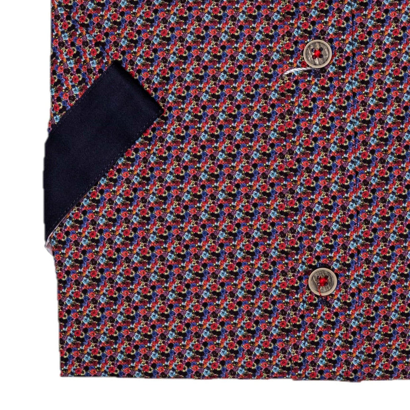 Jimmy Fox Mens Red Short Sleeve Printed Shirt JF - 566