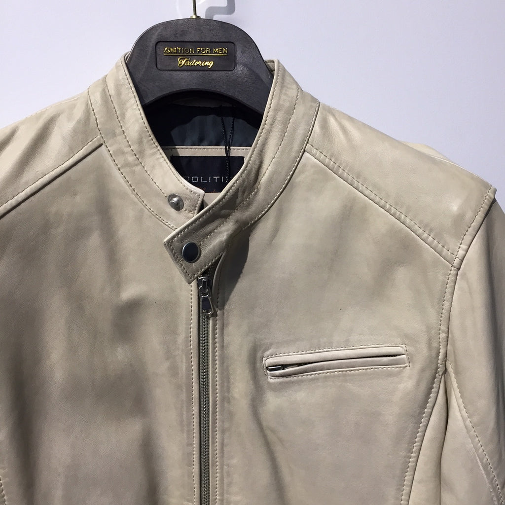 Politix Beige Leather Jacket