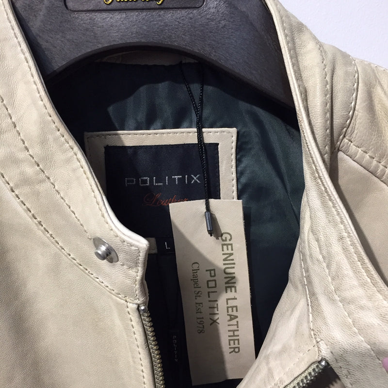 Politix Beige Leather Jacket