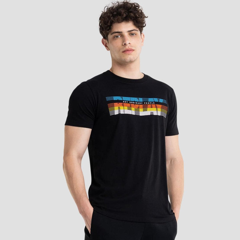 Replay Jersey T-Shirt with Optical Print - Ignition For Men