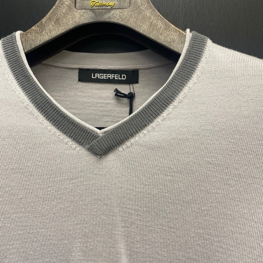 Lagerfeld Grey V Neck Knit